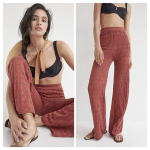Anthropologie Flat White Pointelle Wide-Leg Pants
